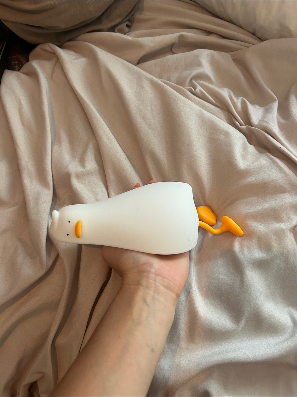 Cute White Duck Night Light with Yellow Beak and Tail